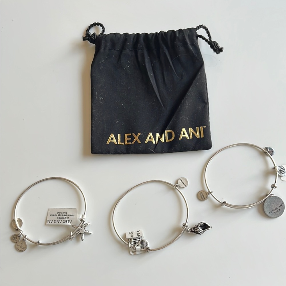 Alex and Ani Silver Charm Bracelet Trio
